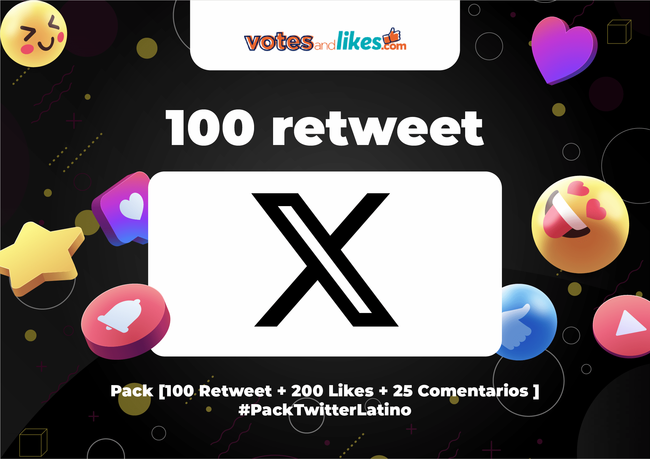 Pack [100 Retweet + 200 Likes + 25 Comentarios ] #PackTwitterLatino