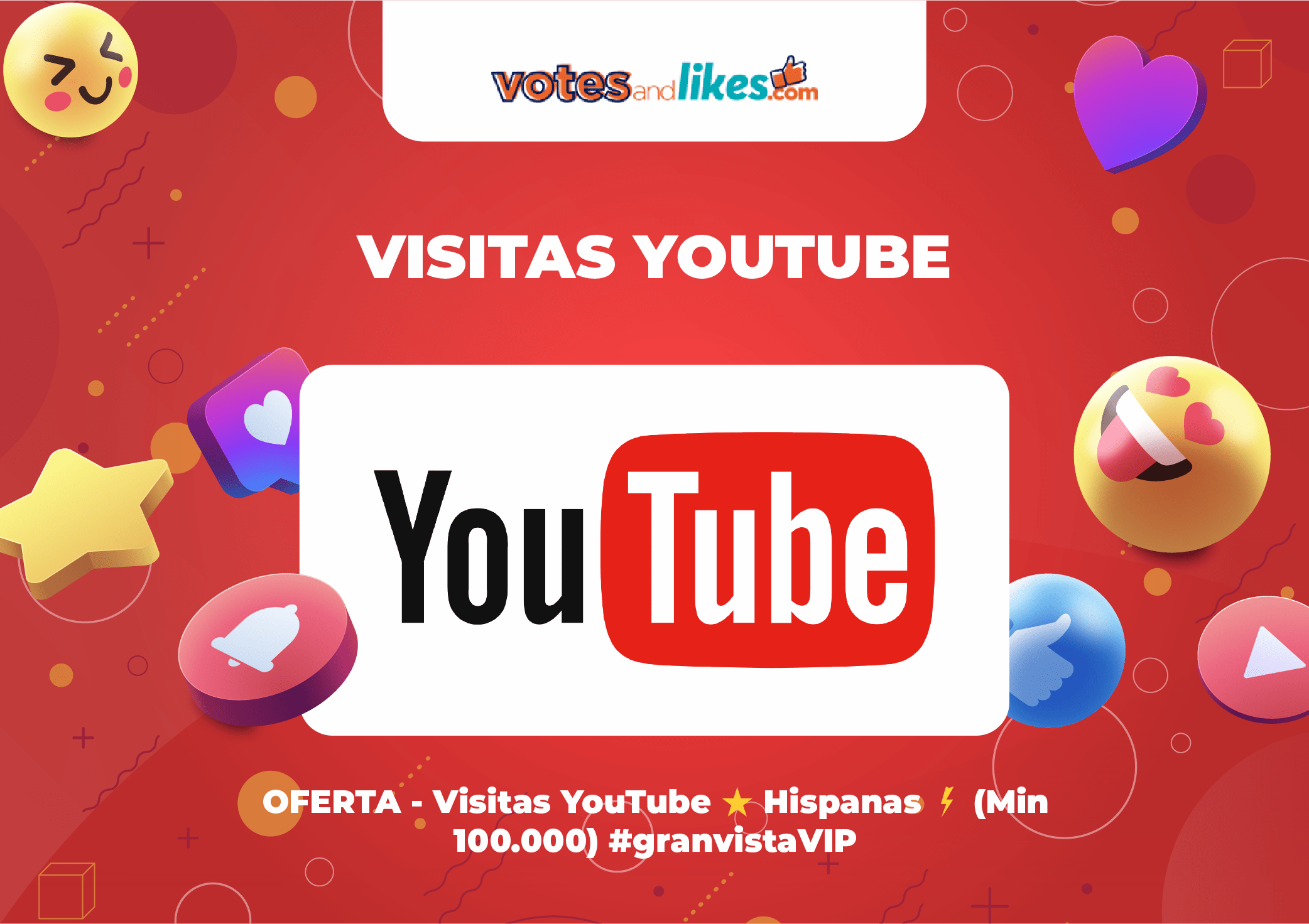 OFERTA - Visitas YouTube ⭐ Hispanas ⚡ (Min 100.000) #granvistaVIP