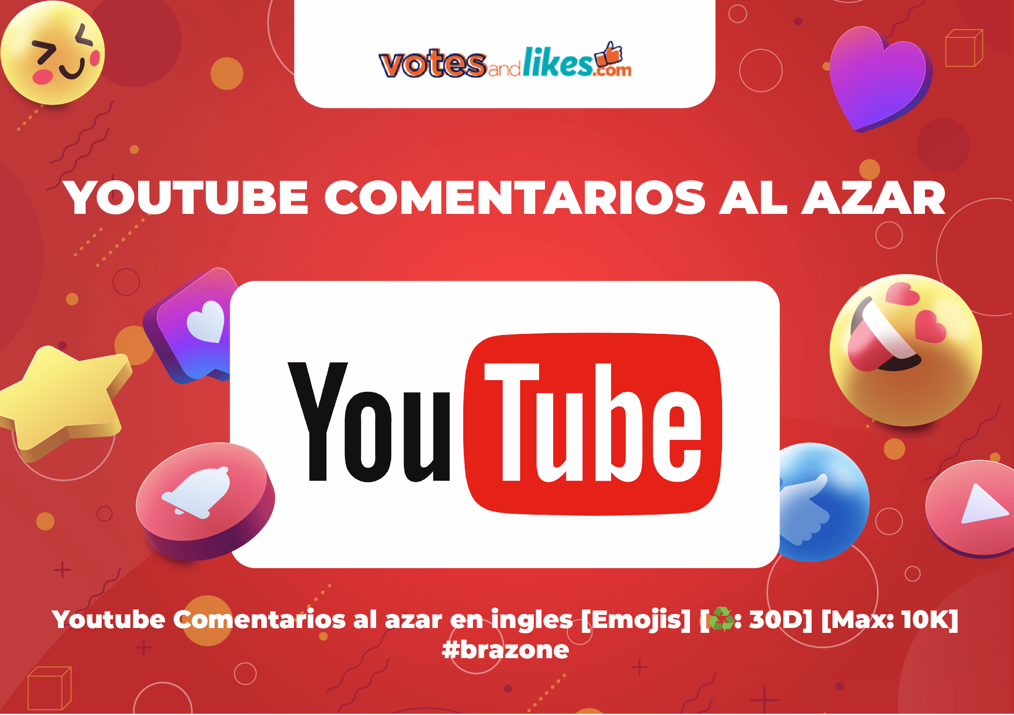 Youtube Comentarios al azar en ingles [Emojis] [♻️: 30D] [Max: 10K]  #brazone